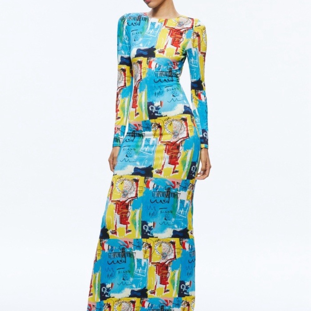 NWT ALICE + OLIVIA A+O X BASQUIAT DELORA MAXI DRESS - size 6 - Picture 2 of 13